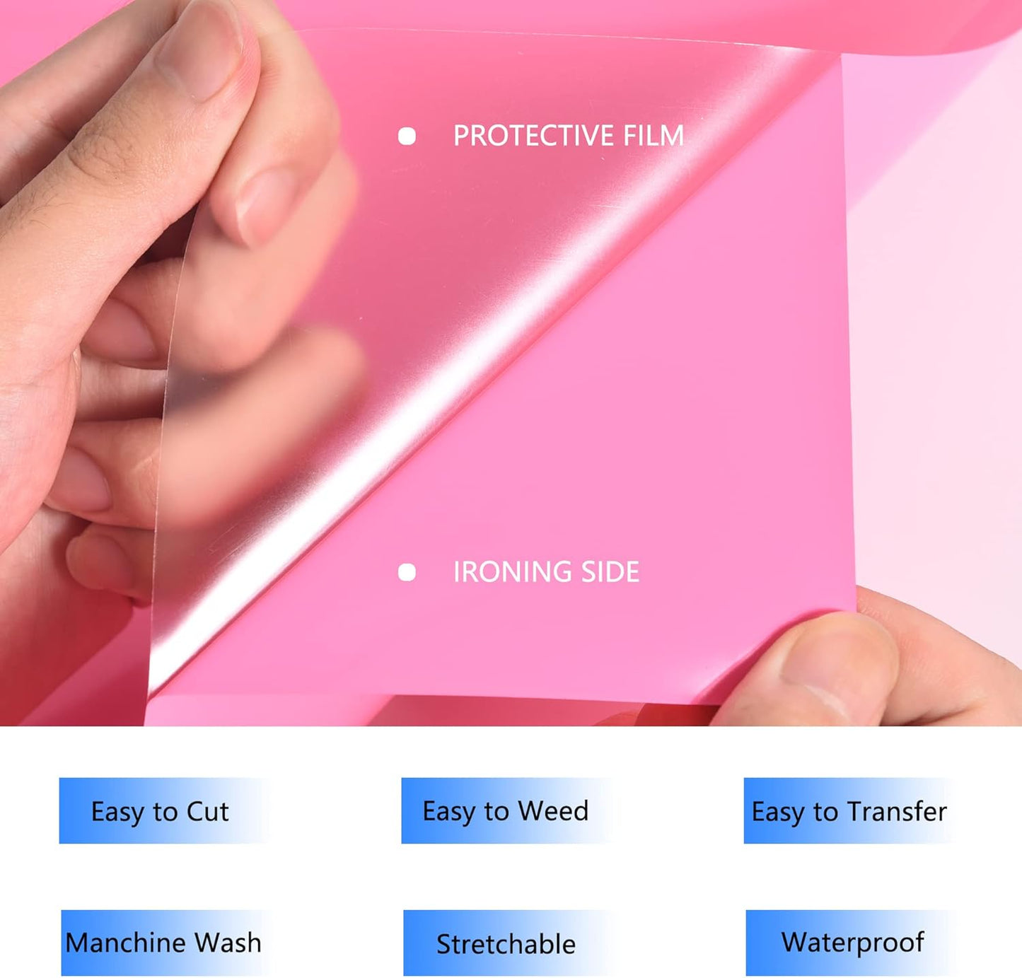 HTV Iron on Vinyl 12Inch by 25ft Roll Heat Transfer Vinyl for T-Shirt HTV Rolls for All Cutter Machine - Easy to Cut & Weed for Heat Transfer Design (25ft, Pink)