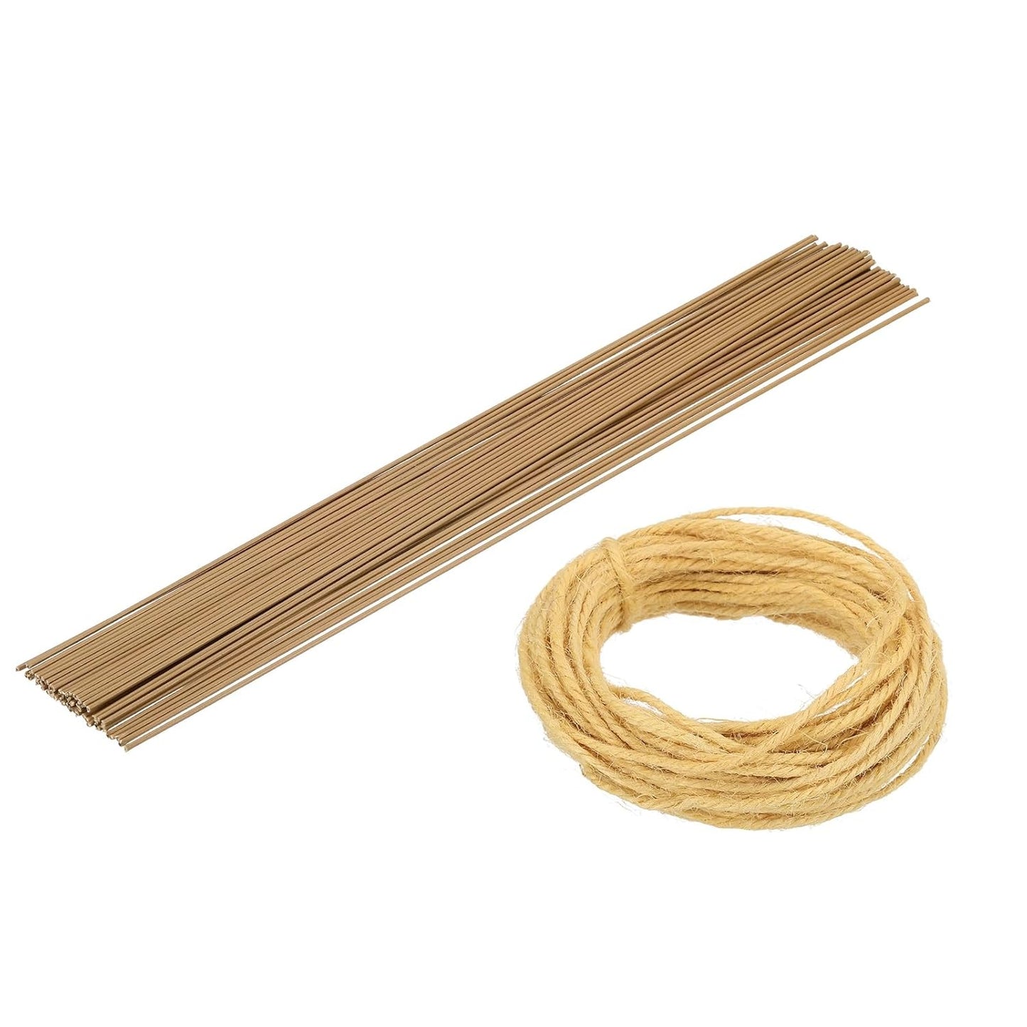 uxcell 50Pcs 2 Gauge Floral Wire, 15.75" Length Flower Stem Wires with 0.08" x 32.8ft Twine for Wreath Making, Flower Arrangement, Yellow