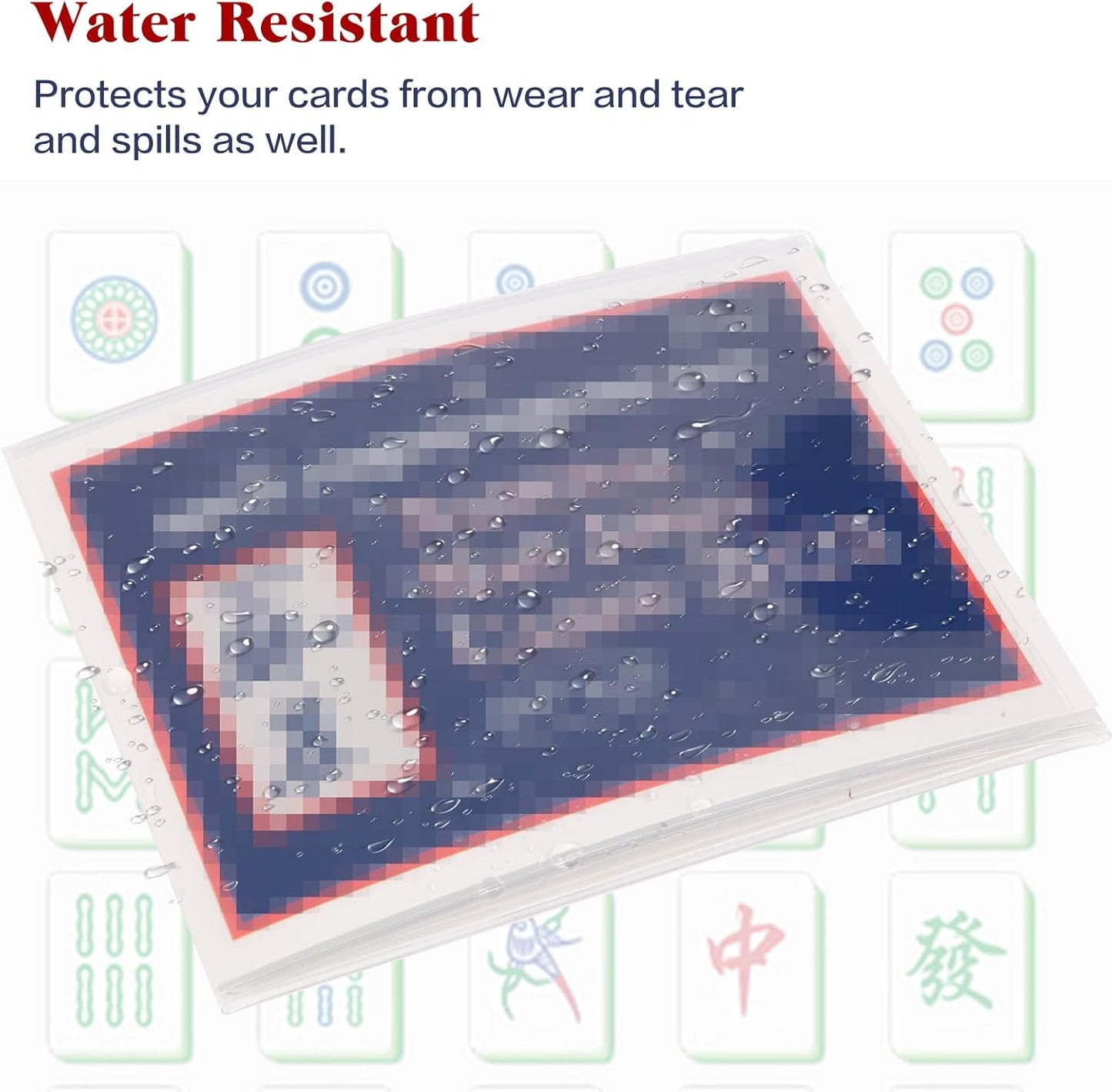 Frosted PVC Mahjong Card Sleeves - Waterproof Protectors for Mahjong Cards 2025, Soft Durable Cover fits 6.3x4.8 inch scorecard, Perfect for Mahjong Tile Set Gifts (Large-8(Included Cards))