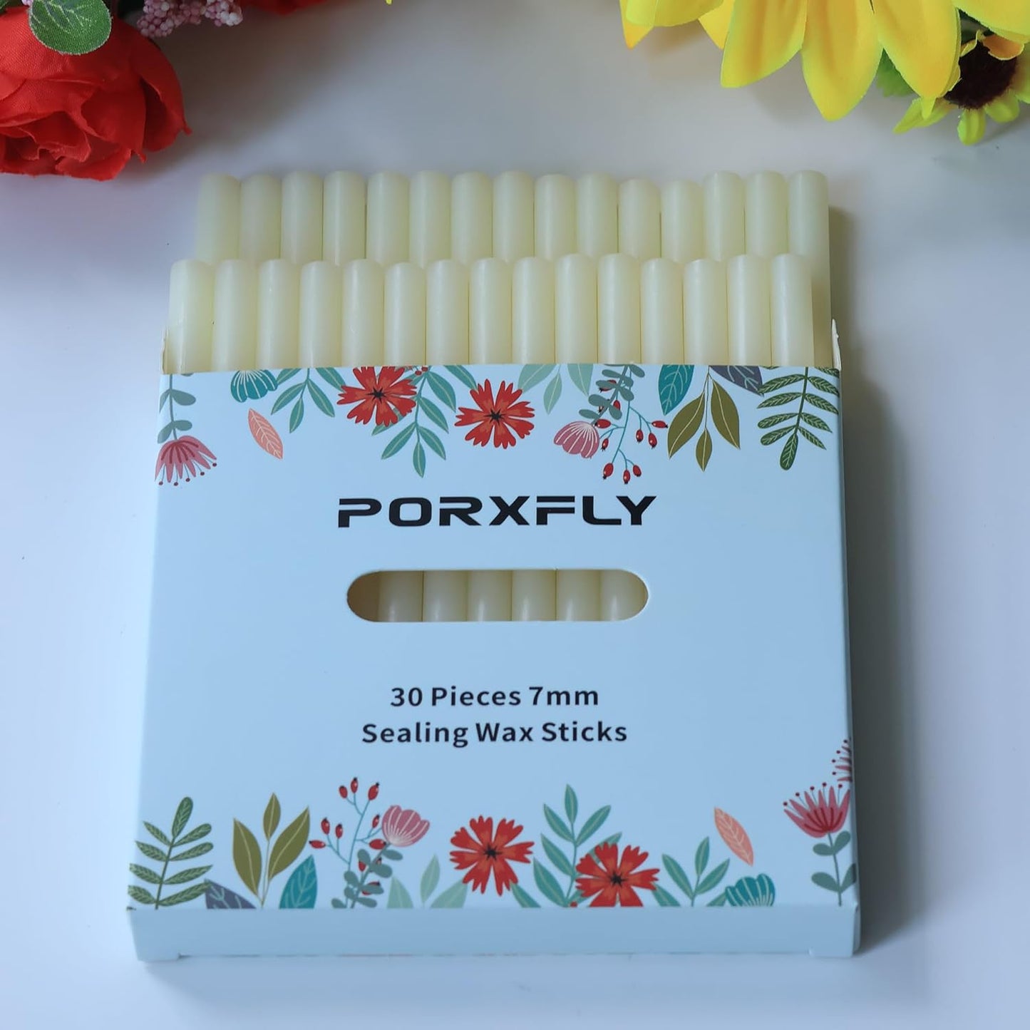 30 Pieces 7mm Sealing Wax Sticks for Glue Gun,PORXFLY Mini Wax Seal Sticks Great for Seals Stamp,Cards Envelopes,Wedding Invitations,Gift Wrapping,Wine Packages (Translucent White)