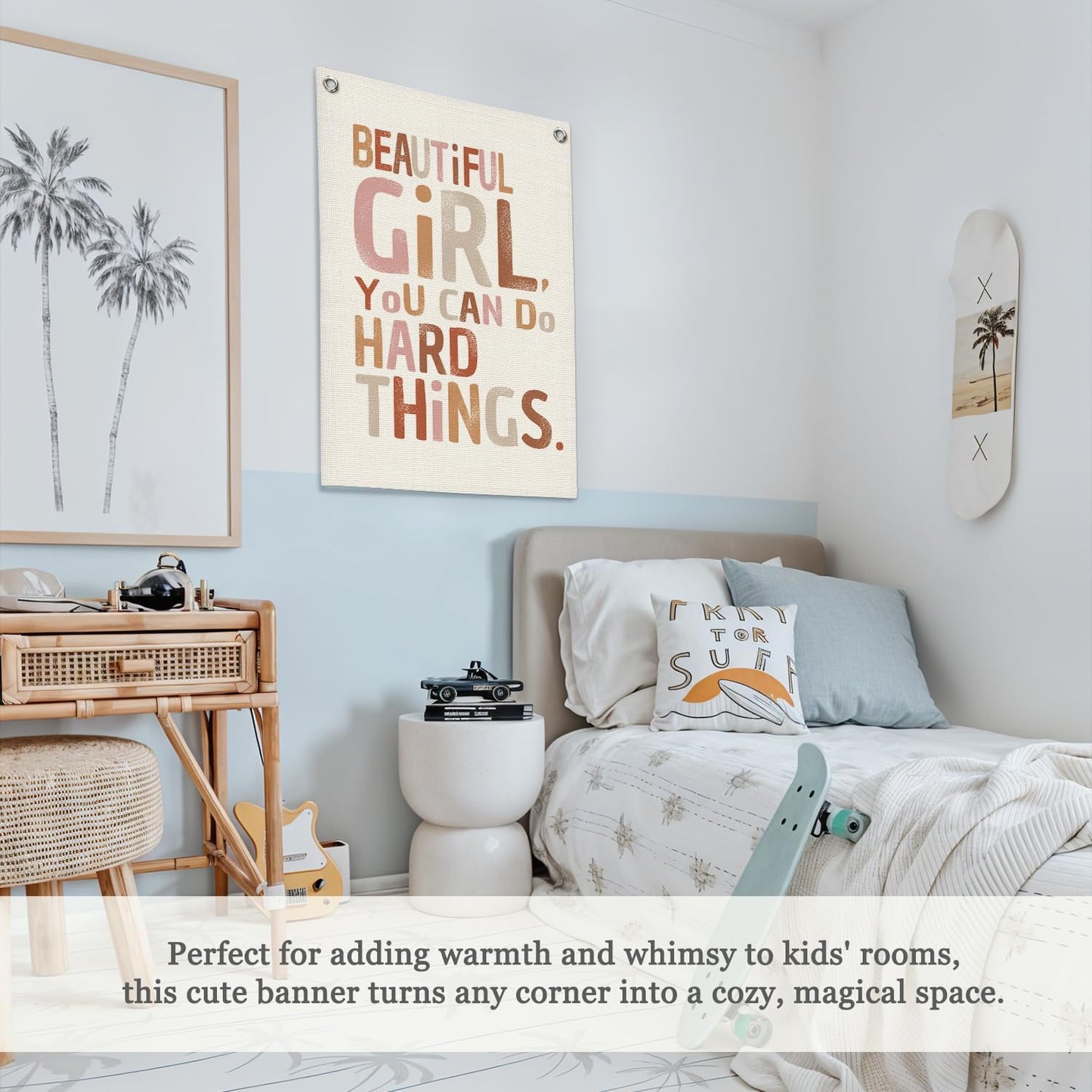 Girl Room Decor,Positive Affirmations Wall Decor,School Girl Style Classroom Decor,Wall Hanging Flag Decor for Nursery,Classroom,I Can Do Hard Things 18x25 Inch