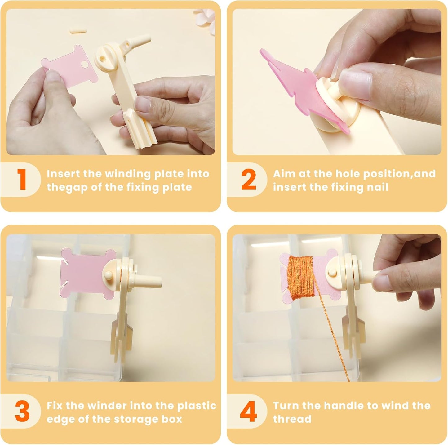 Embroidery Floss Thread Organizer Storage,Bobbin Winder,Embroidery Floss Bobbins Thread Holder,1 Removable 24 Compartments With 150 Floss Bobbins And Numbers Stickers For Craft DIY Sewing Bead Storage