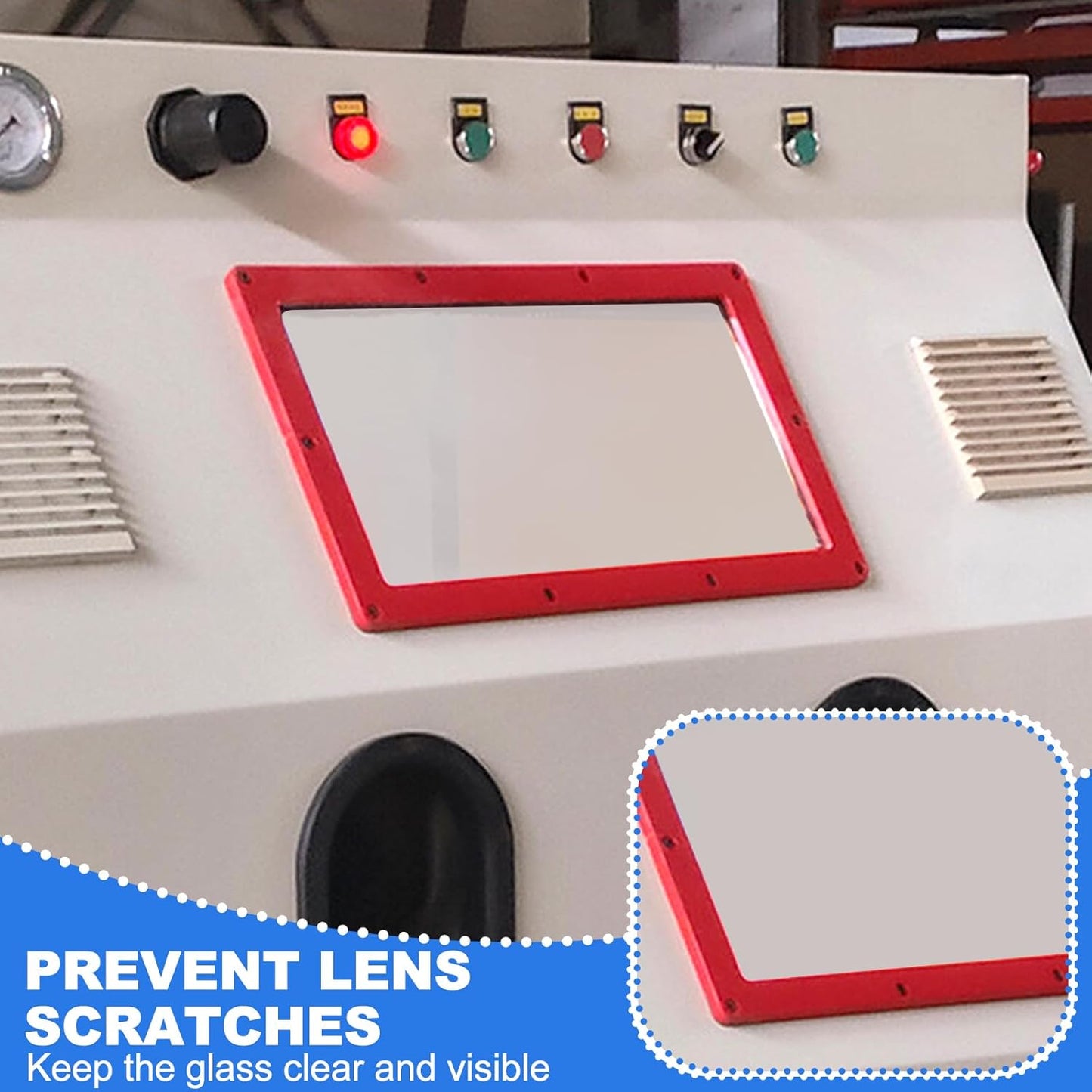 24 Pack Abrasive Blasting Cabinet Lens Cover - Clear Polyester Film Sandblast Cabinet Inner Len Protector Adhesive Standard Sand Blast Film for Abrasive Window Blasting Cabinet Replacement 23'' x 11''