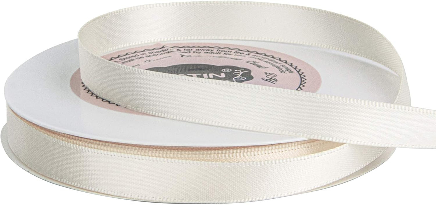 VATIN Double Face Cream Satin Ribbon 3/8" Continuous 50 Yards,Cream Polyester Fabric Ribbon use for Bows Bouquet, Gift Wrapping, Floral Arrangement Wedding Decoration