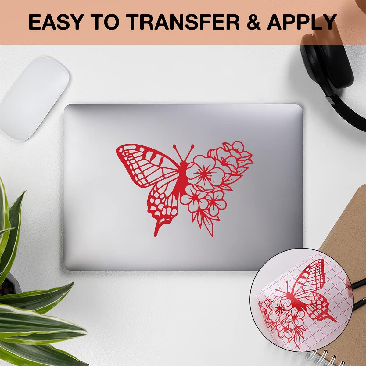 HTVRONT Red Permanent Vinyl, 12" x 40 FT Red Adhesive Vinyl Roll for All Cutting Machine, Silhouette, Cameo Cutters, Signs, Scrapbooking, Craft, Die Cutters (Glossy Red)