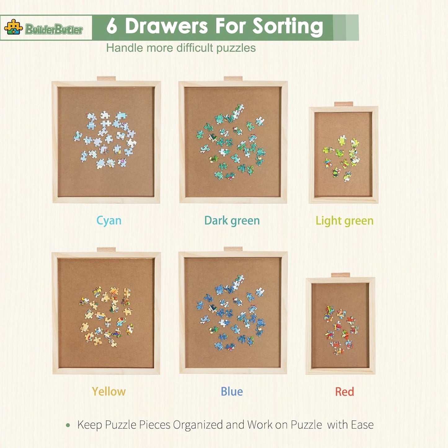 2000 Pieces Rotating Puzzle Board with 6 Drawers,40.16"x28.5" Portable Wooden Jigsaw Puzzle Table with Lazy Susan Spinning Cover for Adults