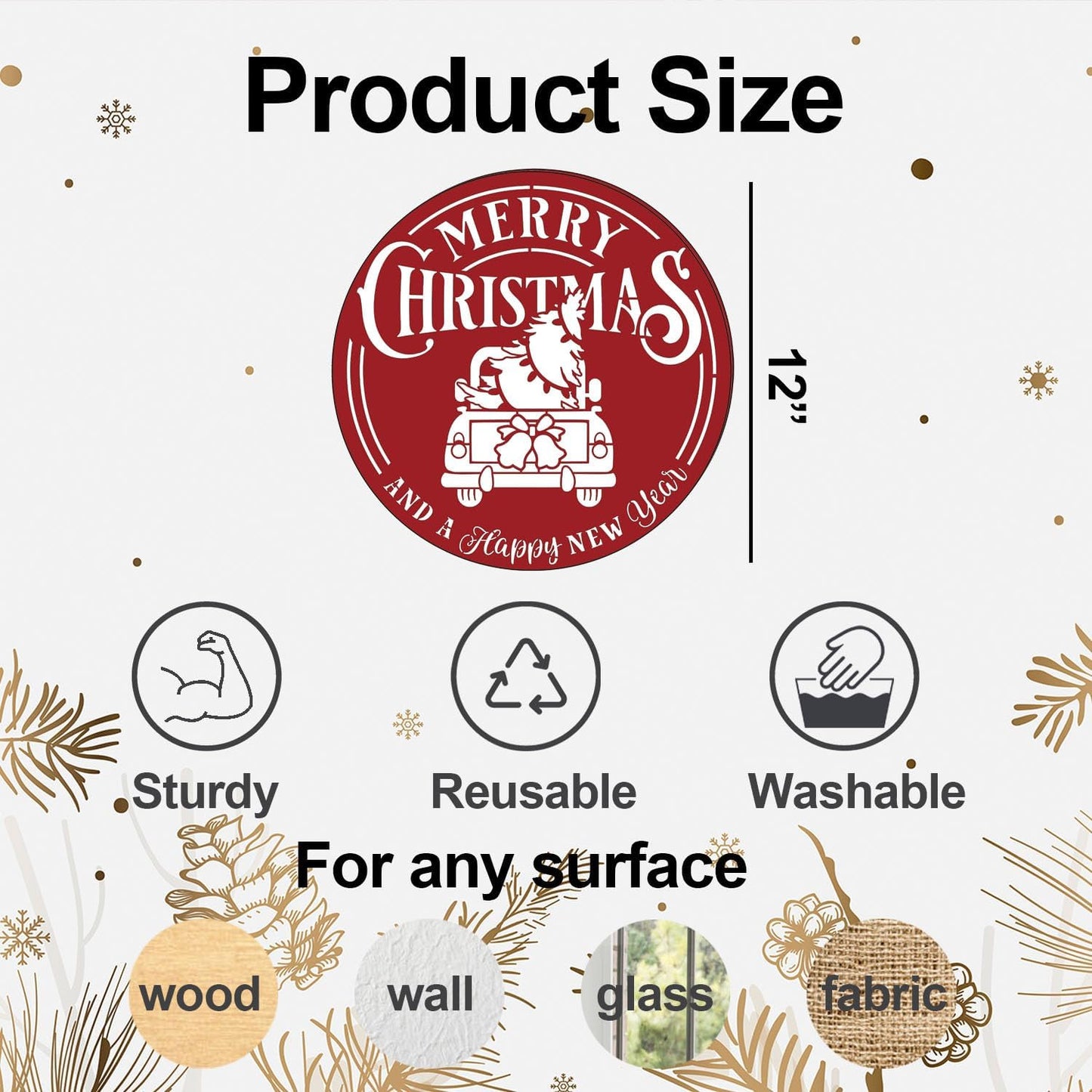 12” Christmas Stencils for Painting on Wood Merry Christmas Stencils for Crafts Reusable Holiday Stencil Drawing Templates for Door Hanger Porch Wreath Doormat Decor