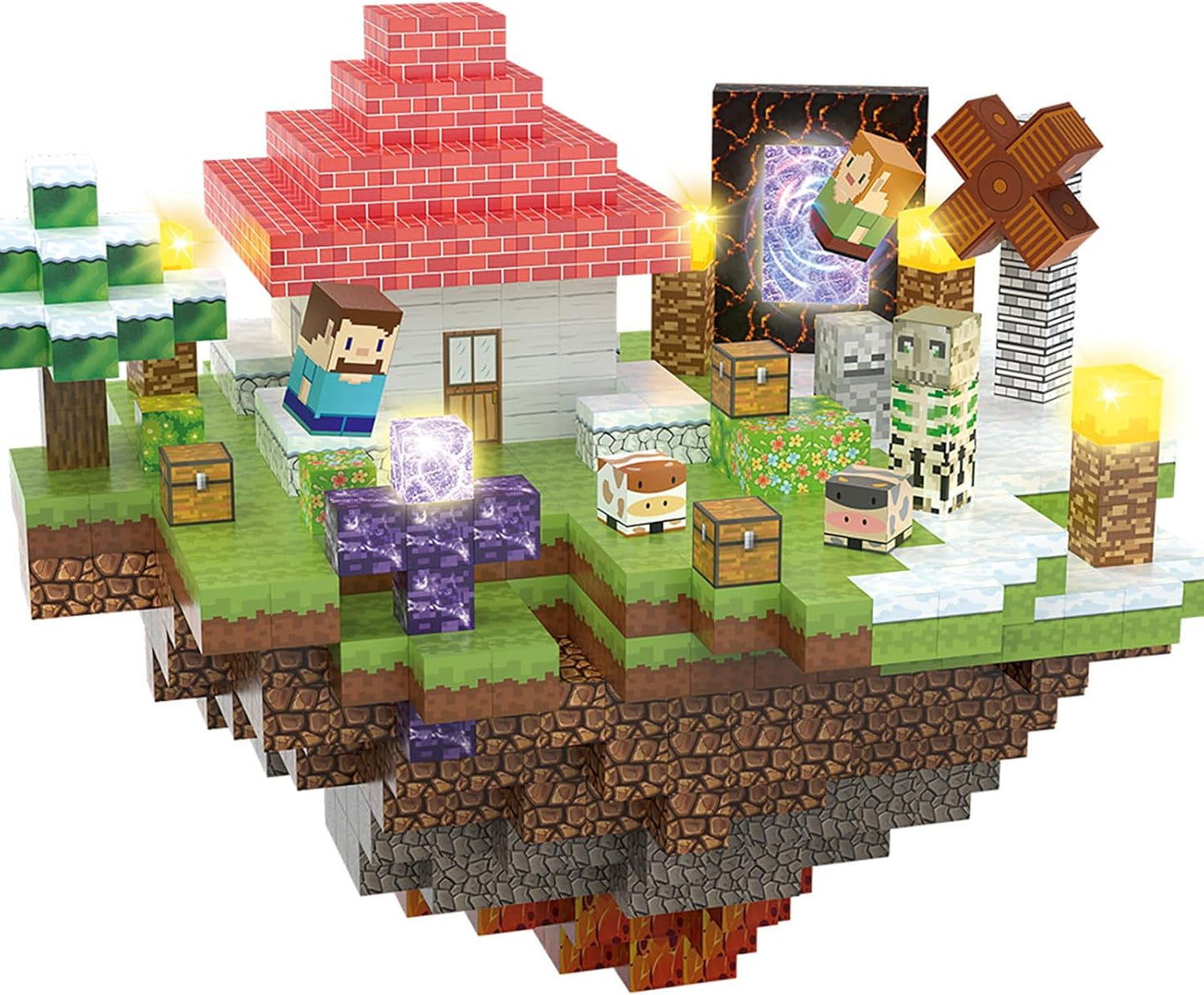 200PCS Magnetic Blocks Building Toys Set, Light Up Magnet Cubes, 3D Magnetic Building Blocks for Kids Boys Girls Ages 3+, STEM Sensory Christmas Birthday Present Construction Toys