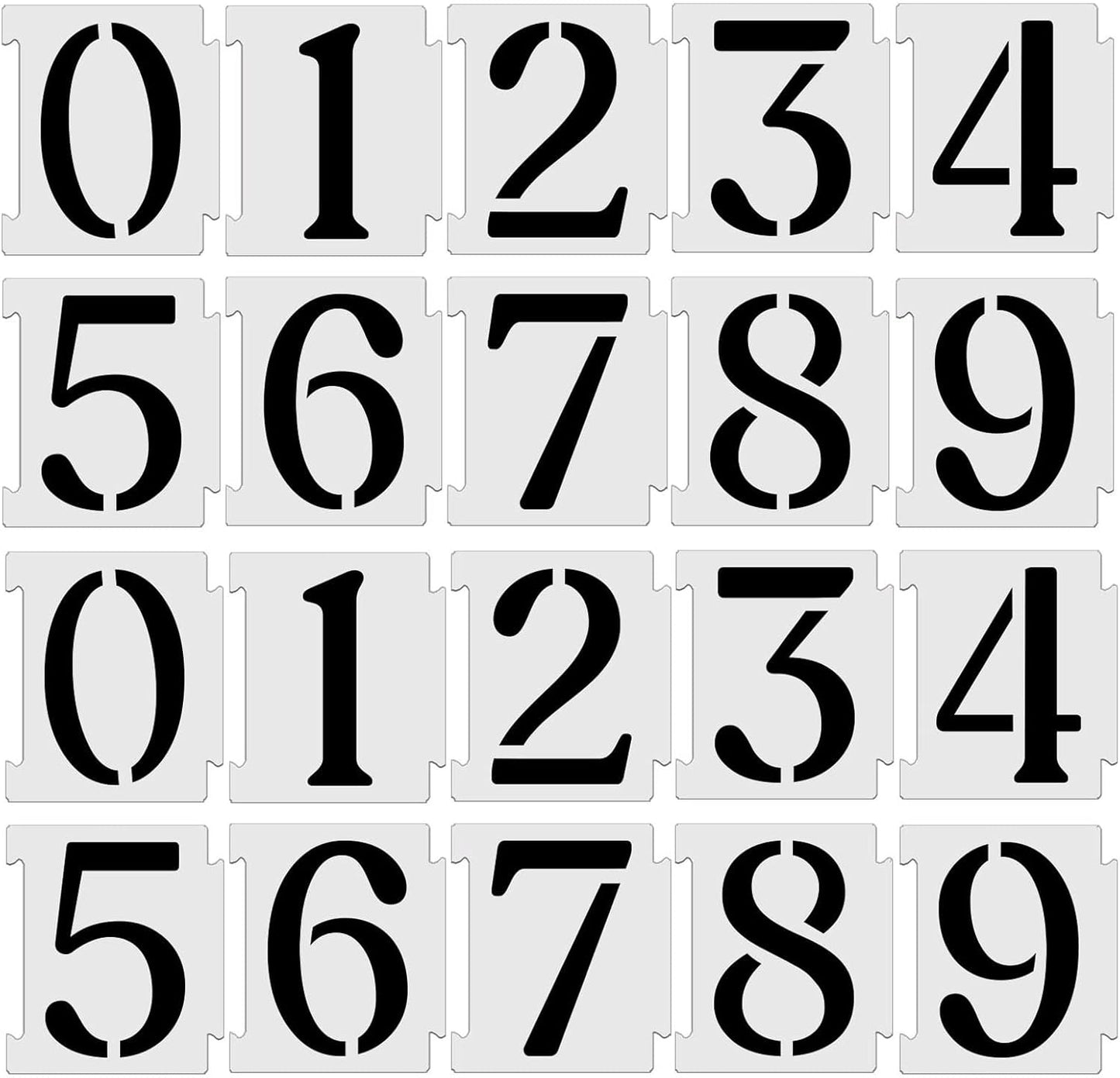 YEAJON 2 Inch Curb Stencil Kit 0-9 Address Number Stencils, 20Pcs Reusable 14 Mil Mylar Plastic Templates for Painting on Road, Wall, Wood, Mailbox