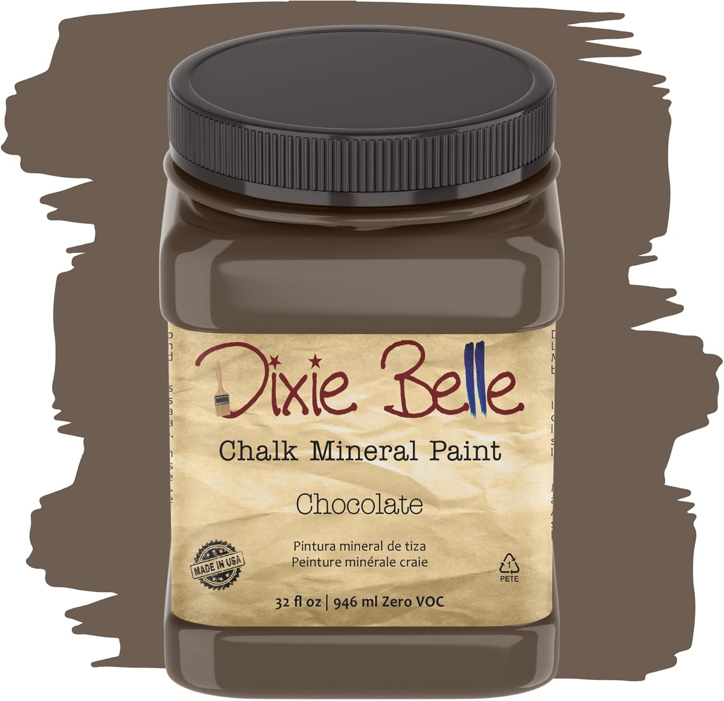 Dixie Belle Paint Company Chalk Finish Furniture Paint - Chocolate (32oz) - Matte Creamy Brown Chic Chalk Mineral DIY Furniture Paint