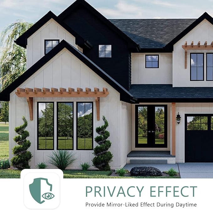 Filmgoo Window Privacy Film One Way Daytime Mirror Tint Treatments UV Heat Control Vinyl Stickers Sun Block Glass Paper Door Covering Reflective,Green Silver,35.4 Inch x 6.5 Feet