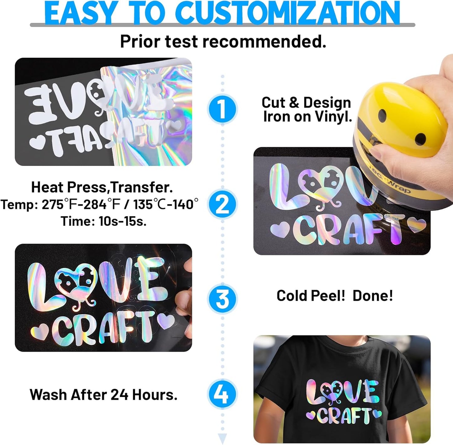 TECKWRAP Heat Transfer Vinyl HTV - 12" x 5ft Rainbow Silver HTV Iron on Vinyl for t-Shirts Easy to Cut & Weed for All Cutter Machine & Heat Press