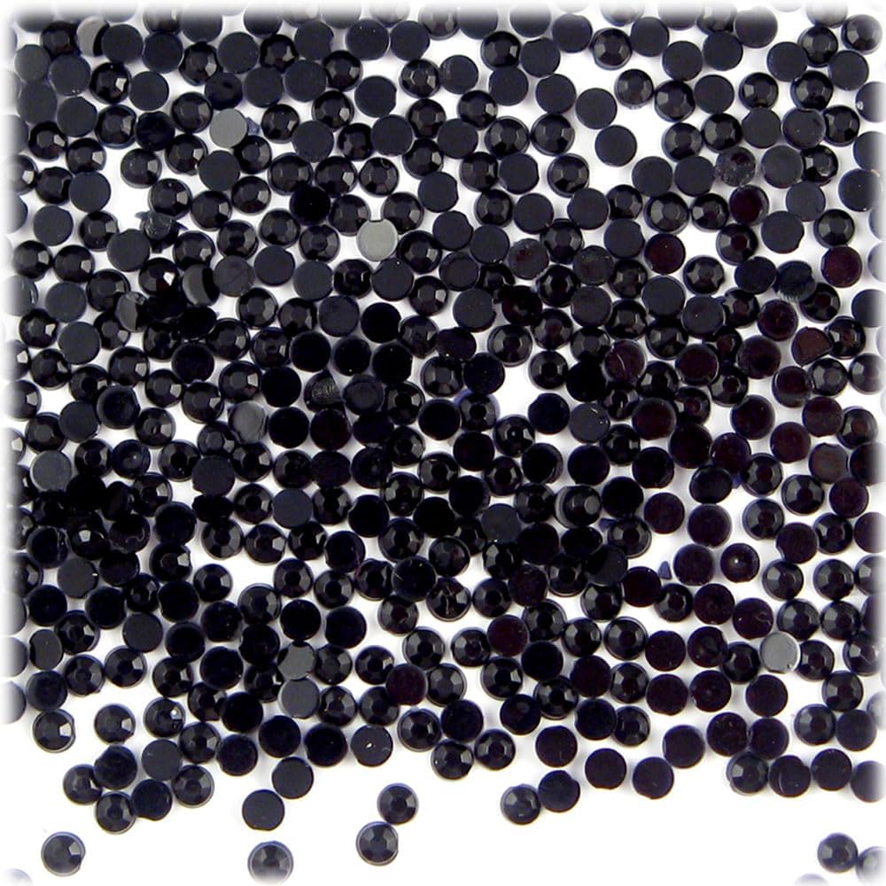The Crafts Outlet 1,440pc Flatback Acrylic Rhinestones Round 3mm (10ss) Jet Black