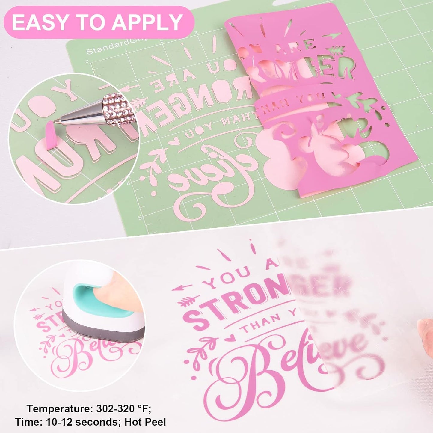 VINYL FROG Heat Transfer Vinyl Roll HTV Vinyl - 12" x5ft Pink Iron on Vinyl for T-Shirts, Heat Press Vinyl for DIY Craft Designs (Pink)