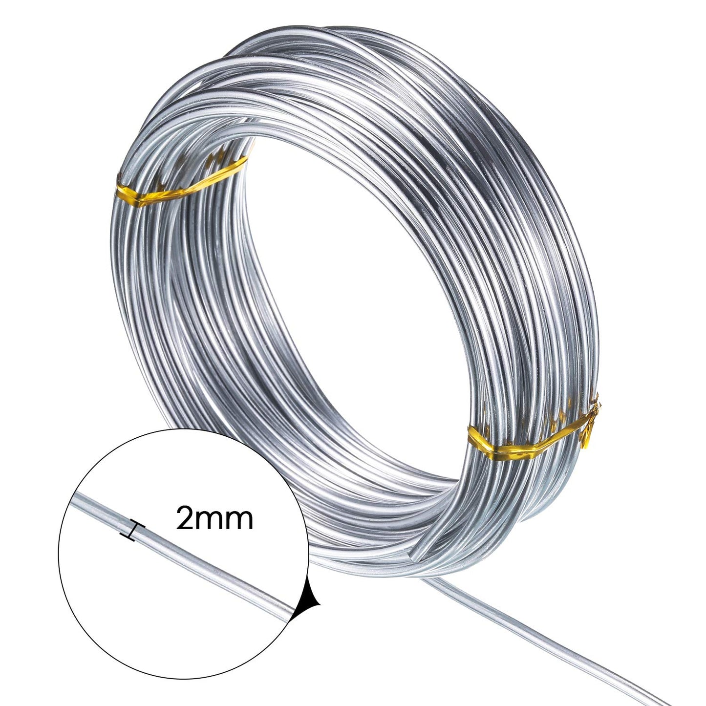 TecUnite Aluminum Craft Wire for Sculpting Armature Bendable Craft Wire for DIY Jewelry Making (1 Roll,Silver,10 M x 2 mm)