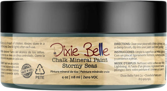 Dixie Belle Paint Company Chalk Finish Furniture Paint - Stormy Seas (4oz) - Matte Blue Gray Chic Chalk Mineral DIY Furniture Paint
