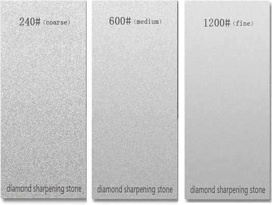 3 PCS Diamond Sharpening Stone Diamond Knife Sharpener Plate Honing Whetstone for Knives Chisel (240#+600#+1200#)
