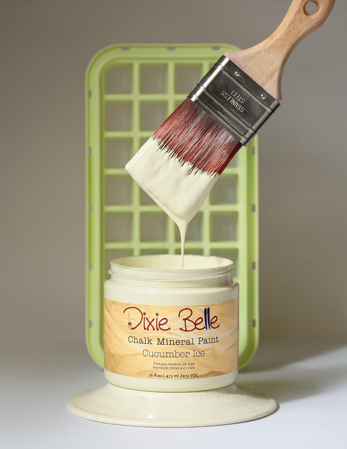 Dixie Belle Paint Company Chalk Finish Furniture Paint - Cucumber Ice (4oz) - Matte Subtle Green Chic Chalk Mineral DIY Furniture Paint