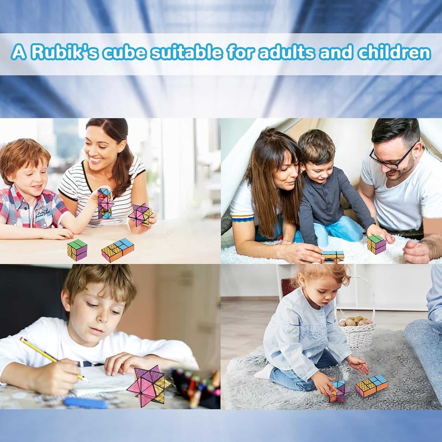 Fidget Blocks: Infinity Cubes Magic Cube Cool Stuff Gadgets Things Unique Birthday Gifts Boys Girls Kids Adults Anxiety Stress Relief Sensory Toy Fidget Blocks Colorful, Medium