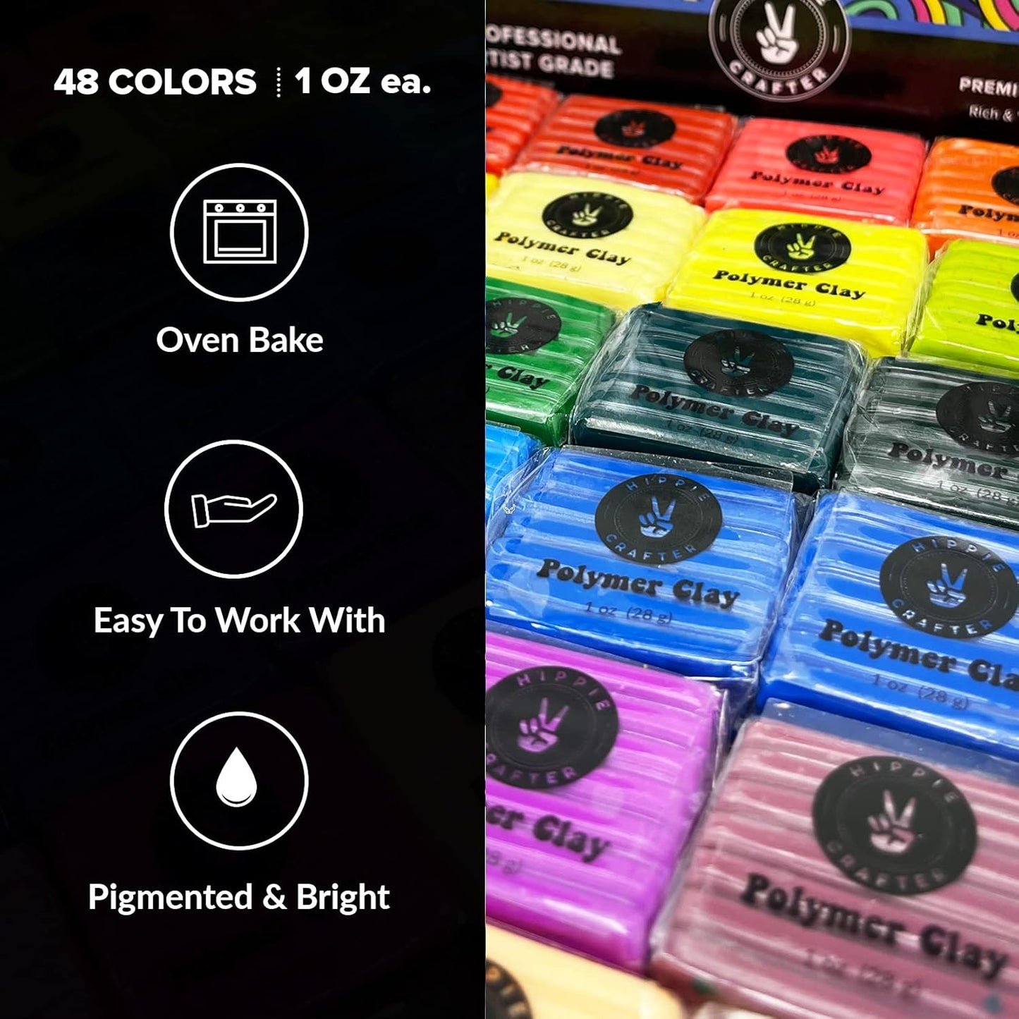 Oven Bake Polymer Clay Set, 48 Colors Modeling Clay Kit for Sculpting, Jewelry Making, Beads, Earrings, Molds, and Crafts