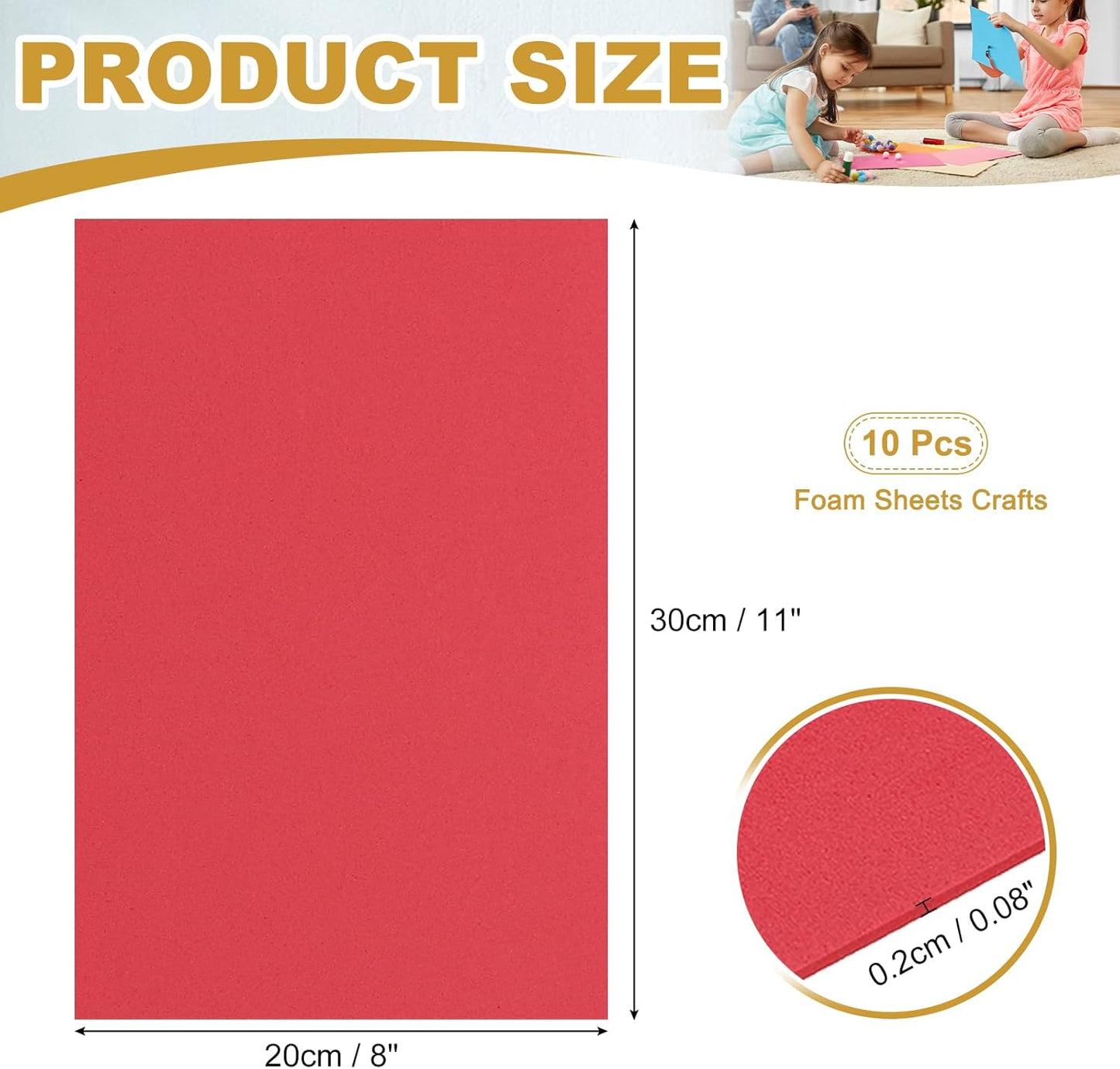 uxcell 10 Pcs Red EVA A4 Foam Sheets Crafts, 12 x 8 Inch Foam Paper for DIY Crafts Project Classroom Scrapbook Art Cards Home Office Decoration (2mm Thick)
