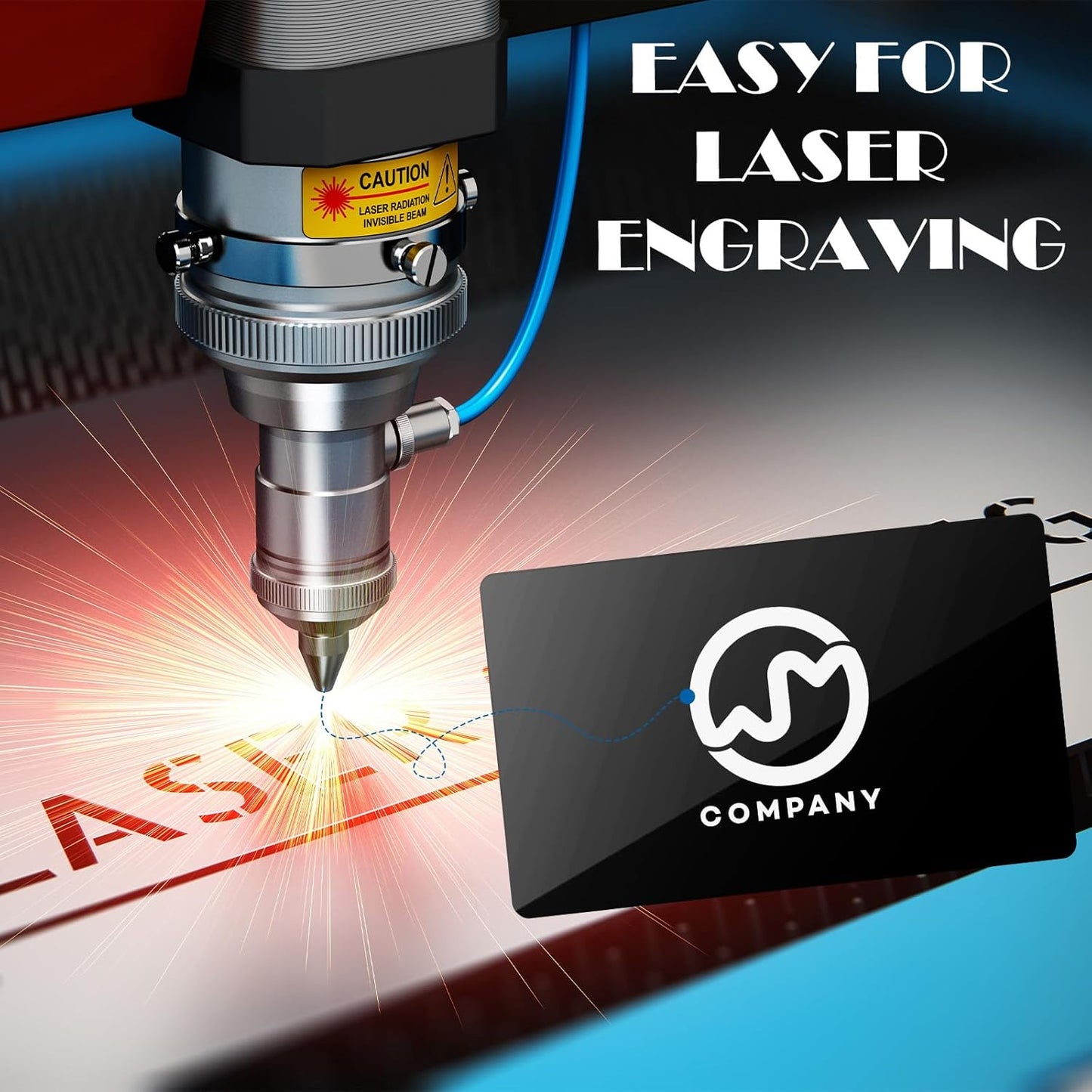 weparmeety 100 Pcs Metal Engraving Blanks Aluminum Sheet Laser Engraving Business Card Multipurpose DIY Gift Cards 86 x 54 x 0.21 mm (Black)