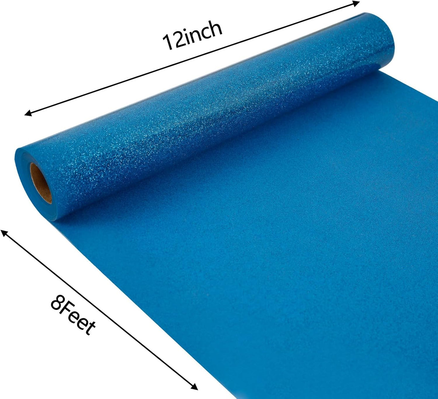 FUNKAKA Glitter Blue HTV Heat Transfer Vinyl Rolls, 12" x 8ft PU Iron on Vinyl for T-Shirt Blue Glitter HTV Vinyl for All Cutter Machines Easy to Cut & Weed for Heat Vinyl Design