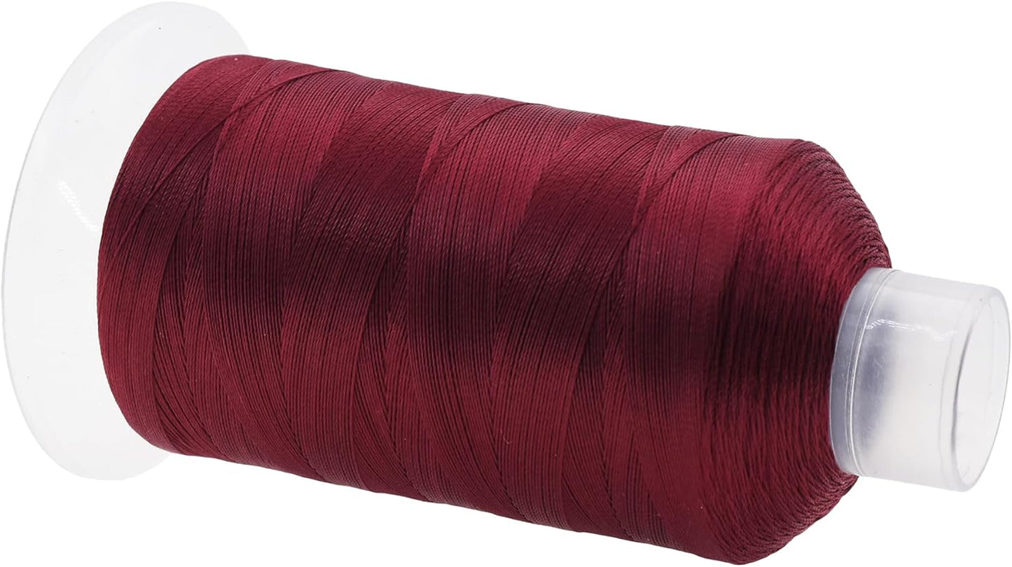 Mandala Crafts Wine Heavy Duty Thread -1500 Yds Tex 90 Thread for Sewing Drapery Jeans Leather Hair - Bonded Polyester for Outdoor Marine Upholstery