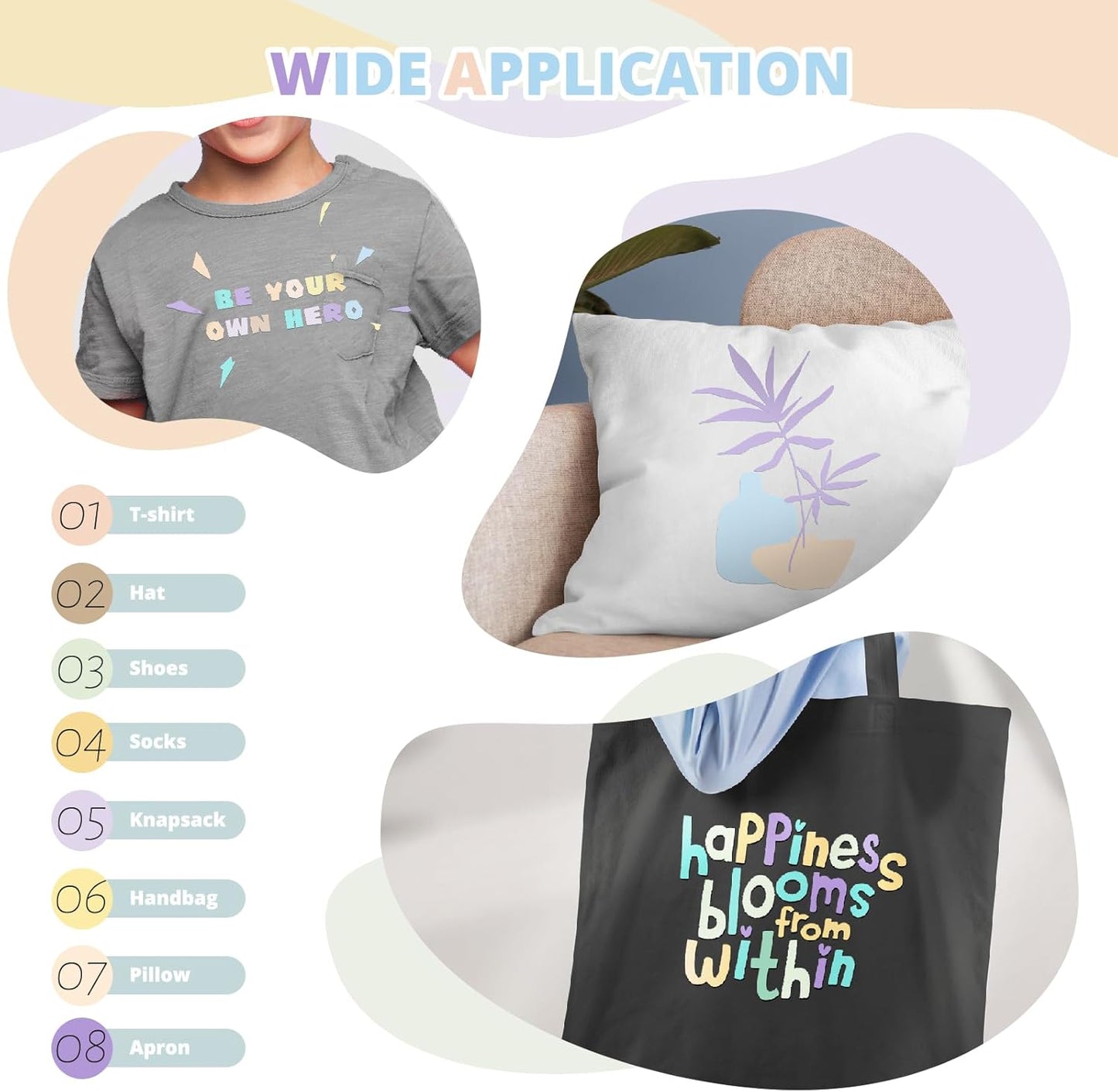 HTVRONT Boho HTV Vinyl Bundle - 12 Pack 12" × 3FT Heat Transfer Vinyl for T Shirts, Pastel Iron on Vinyl Compatible with Cricut Cutting Machine, Easy to Use HTV with 12 Macarons Color