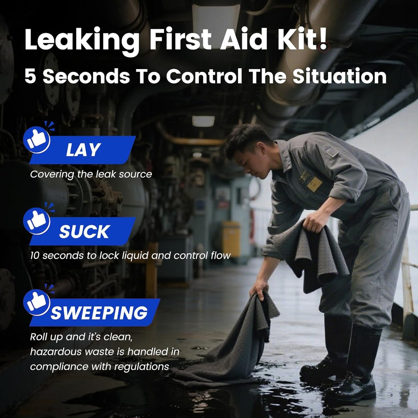 Universal Absorbent Pads | 16"x20" Water Absorbent Mat 100-Pack | Industrial Spill Control for Liquids Leak(32 Gal/Box) | Oil Absorbing Sheets
