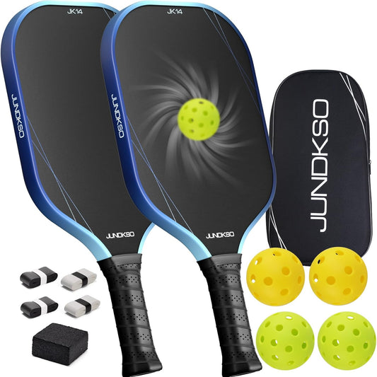 Pickleball Paddles Set of 2 - Graphite Carbon Fiber Pickle Ball Paddle Composite -USAPA Compliant Pro Pickle Racket -14mm Lightweight PP Honeycomb Core -Men's and Women's Outdoor Game Gift Set/Blue