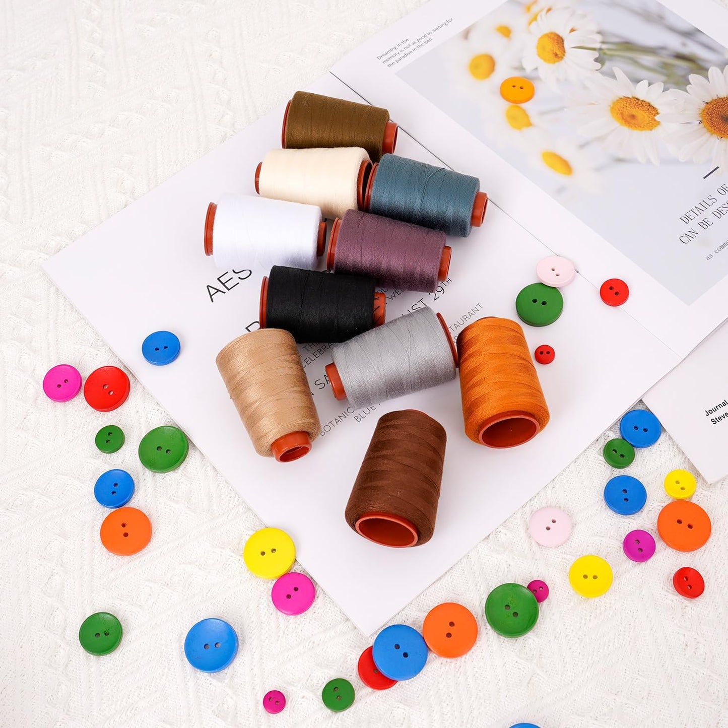 Sewing Thread Kit, All Purpose Sewing Thread 40wt, 10 Spools Assorted Colors Each 800 Yards of Polyester Threads for Sewing Machine, Hand Stitching, Quilting, Serger (Dark Color Series)