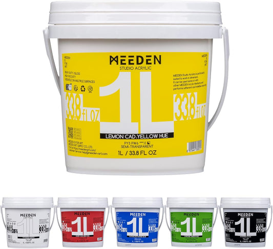 MEEDEN Acrylic Paint Set 1L: 6 Colors Large Bulk 33.8 oz Acrylic Paints - Heavy Body Gloss Art Paints for Canvas Crafts Pumpkins Painting