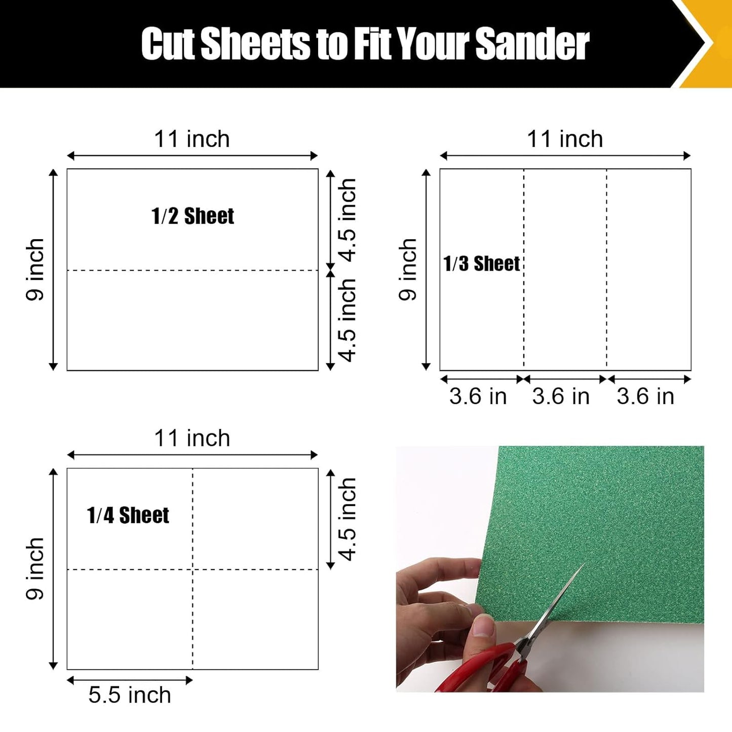 60 Grit Aluminum Oxide Sandpaper, 9x11 Inch Sheets, 12 Pack, Compatible with Sanding Block, for Wood, Metal, Fiberglass