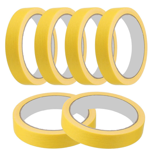 MECCANIXITY Masking Tape 0.7 Inch x 21 Yard Painter's Tape Yellow Paint Tapes for DIY Crafts Arts Drawing Decoration Labeling Car Painting Artist Teachers, Pack of 6