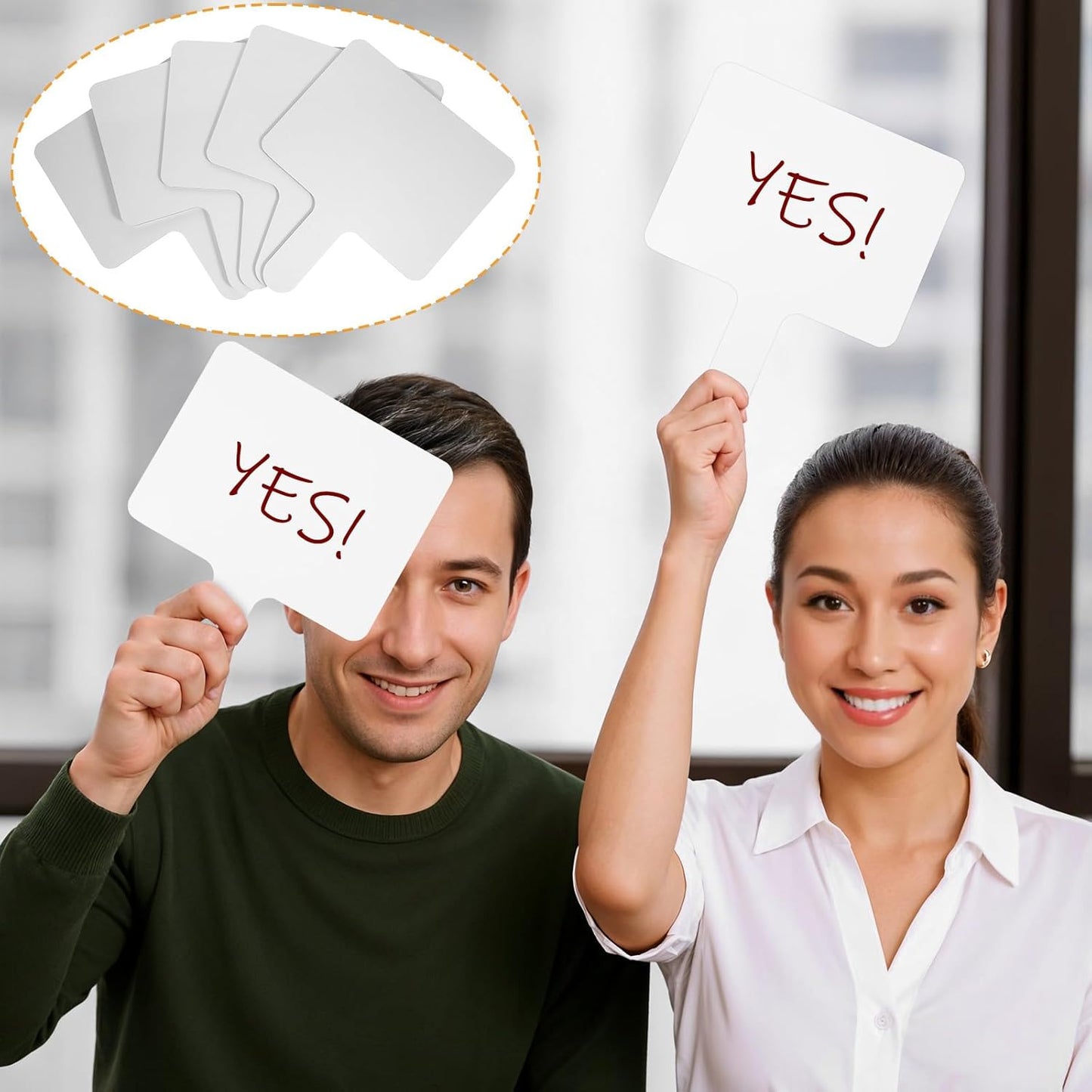 12 Pcs Dry Erase Answer Paddles, Auction Paddles Bulk, 9.8 x 8 Inches White Board, Double Sided Paddle for Students Classroom Office Meeting Voting Answers Shower Games Party