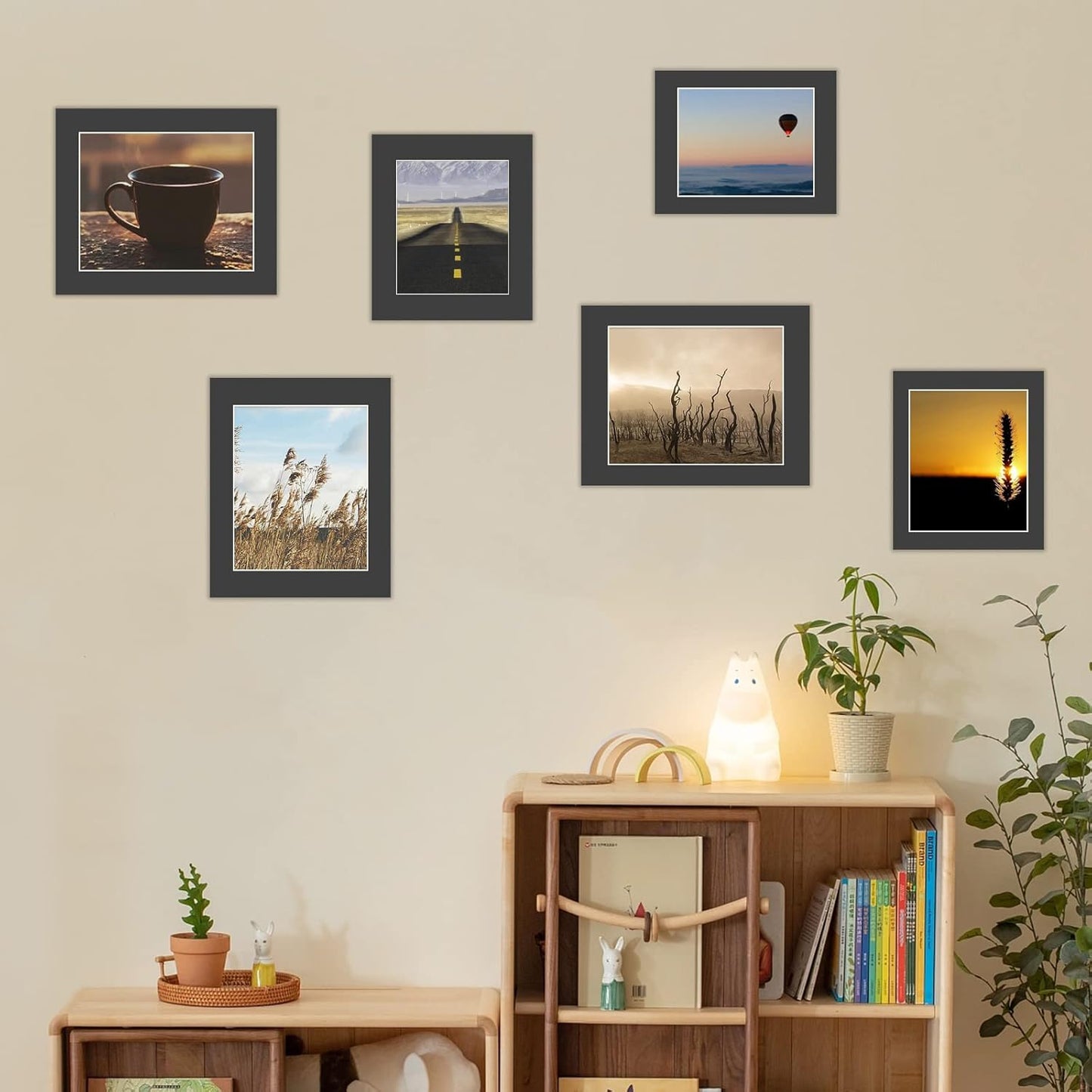 HOTUO 10 Pack Black 11x14 Picture Frame Mats, Pre-Cut 11x14 Picture Mats with Ivory Core Bevel Cut for 8x10 Photo, Signature Friendly 4 Ply Thickness Photo Mat for Frames/Artwork/Print/Picture