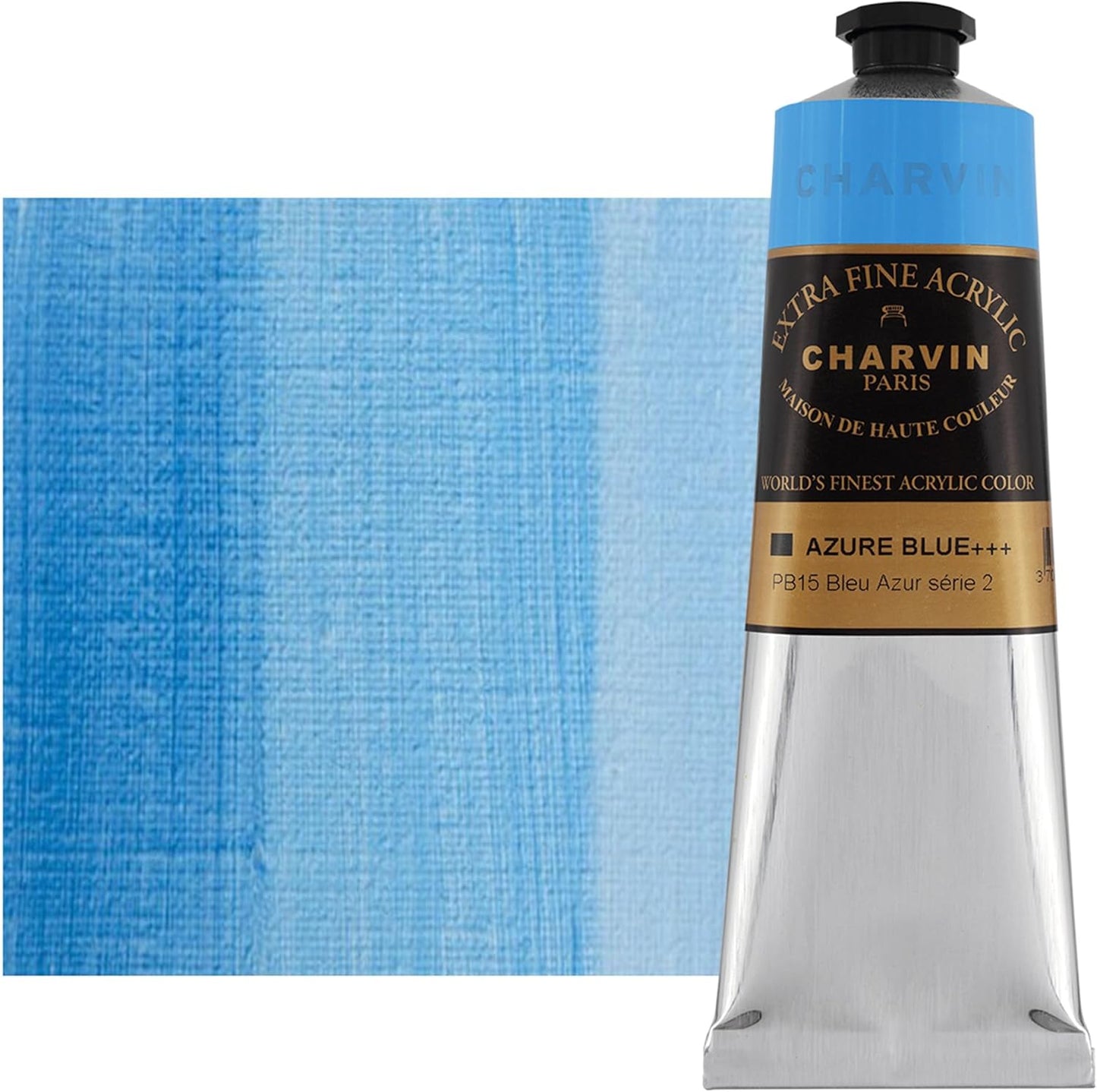Charvin Extra Fine Professional Acrylic Paint - Azure Blue, 150ml Tube, Triple-Milled, Lightfast Pigments, Open Stock Artist Acrylic Paints in Nature-Inspired Hues
