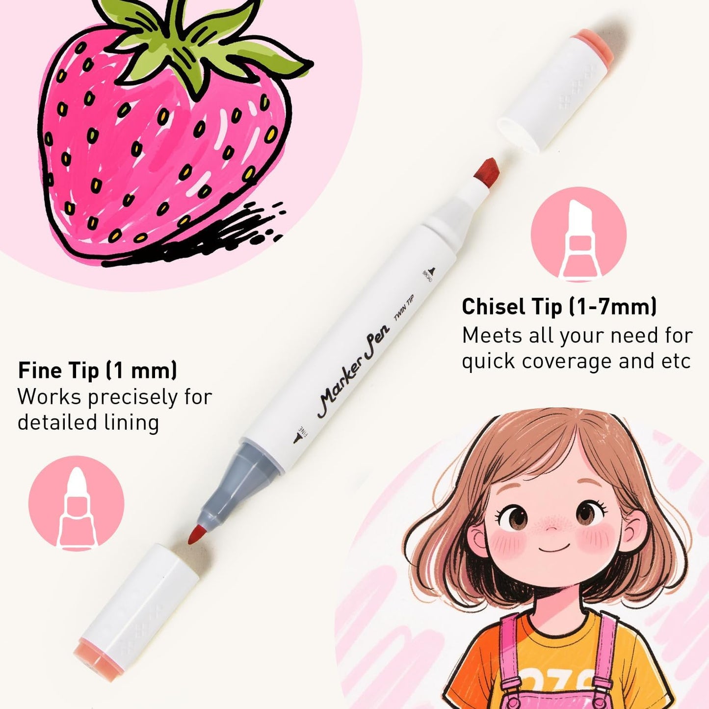 Alcohol Markers Set, 80 Colors Dual Tip Art Markers with Broad and Fine Tips for Adult Coloring Books, Drawing, Illustration, Sketching, No Bleed Ink Supplies