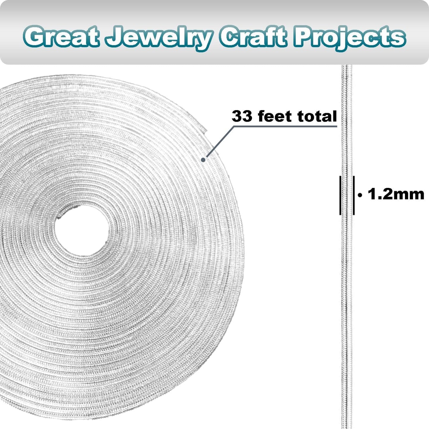 Jishi 33ft Silver Snake Chain 1.2mm Jewelry Making Chains for Necklace Bracelet DIY Jewelry Supplies Findings - Silver Plated Round Snake Cable Chain Link Roll w/Lobster Clasps, Cord Ends & Jump Rings