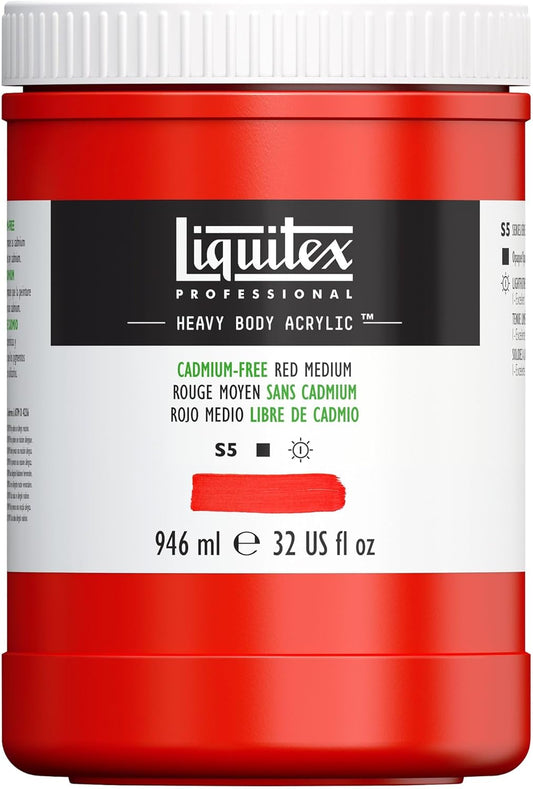 Liquitex Professional Heavy Body Acrylic Paint, 32-oz (946ml) Pot, Cadmium Free Red Medium