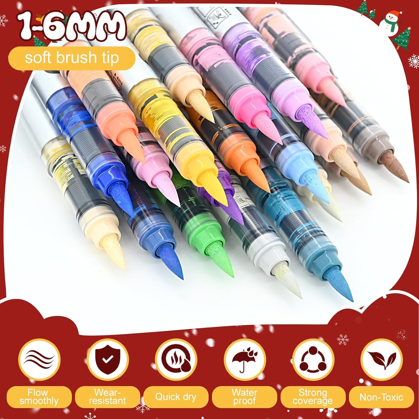 120 Colors Acrylic Paint Markers Set, Water Based Acrylic Paint Pens With Visual Ink Window,Soft Brush Tip Acrylic Markers for canvas, Egg, rock painting,Wood, Stone, Glass, Fabric and DIY Crafts Art