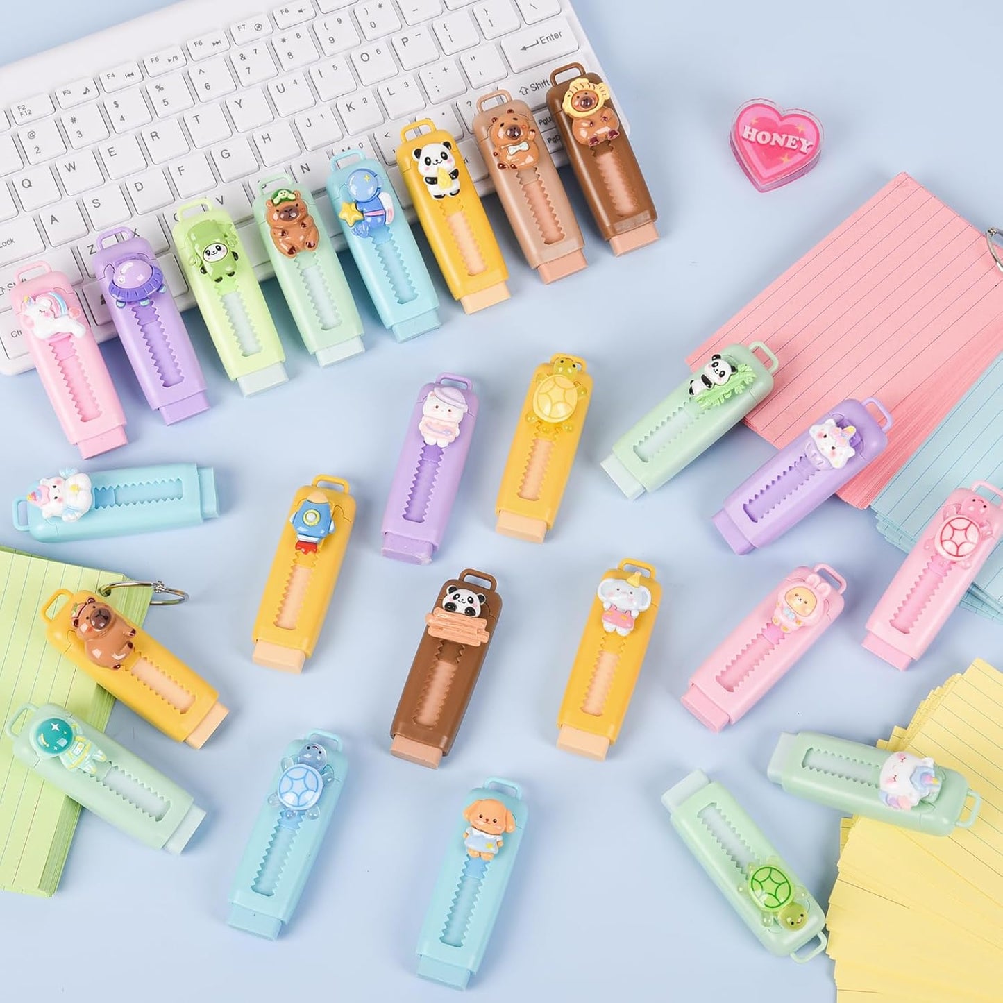 24 Pcs Cute Retractable Eraser for Pencils Cute School Supplies Kawaii Erasers for Kids Fun Cartoon Erasers Back to School Supplies Kid Party Favors Gift (Style 1)