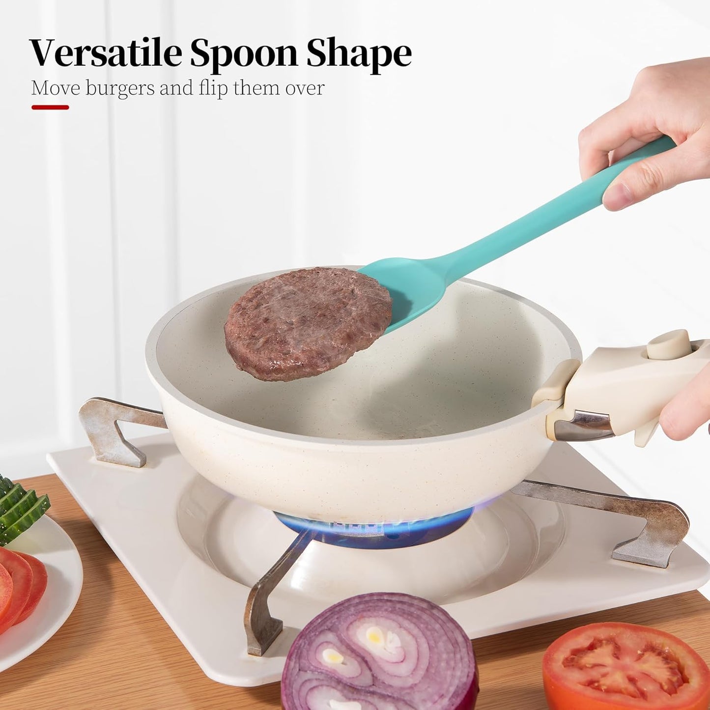 Heat Resistant Silicone Spatula Set of 3, Luxiwise 600ºF High Temp Baking Scraper Cooking Utensils Non-Stick BPA-Free for Seamless Mixing, Folding, Scraping with Rubber Kitchen Essentials (Aqua Sky)