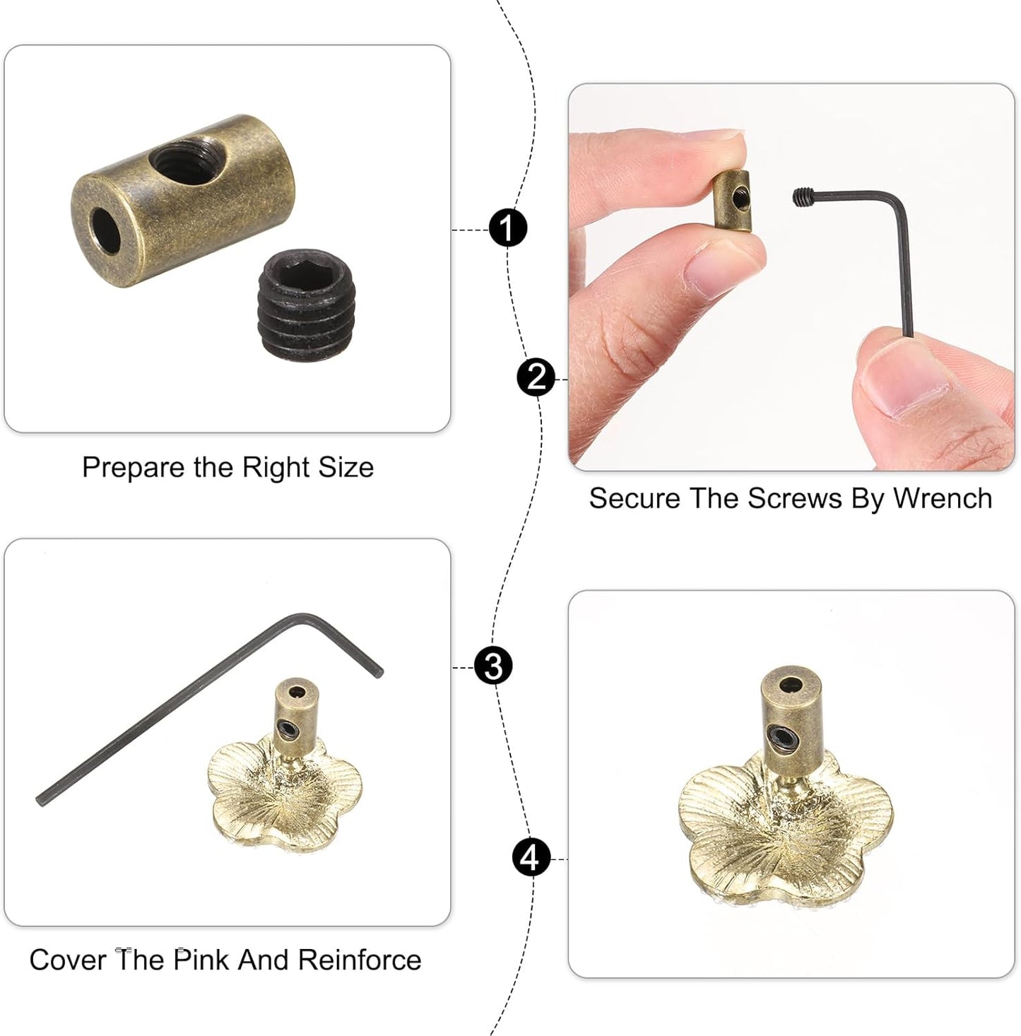 MECCANIXITY 40 Pcs Metal Locking Pin Backs, Locking Pin Keepers Clasp 9mm(H) with 4 Wrench Replacement in Storage Case for Badge, Brooch, Gold Tone