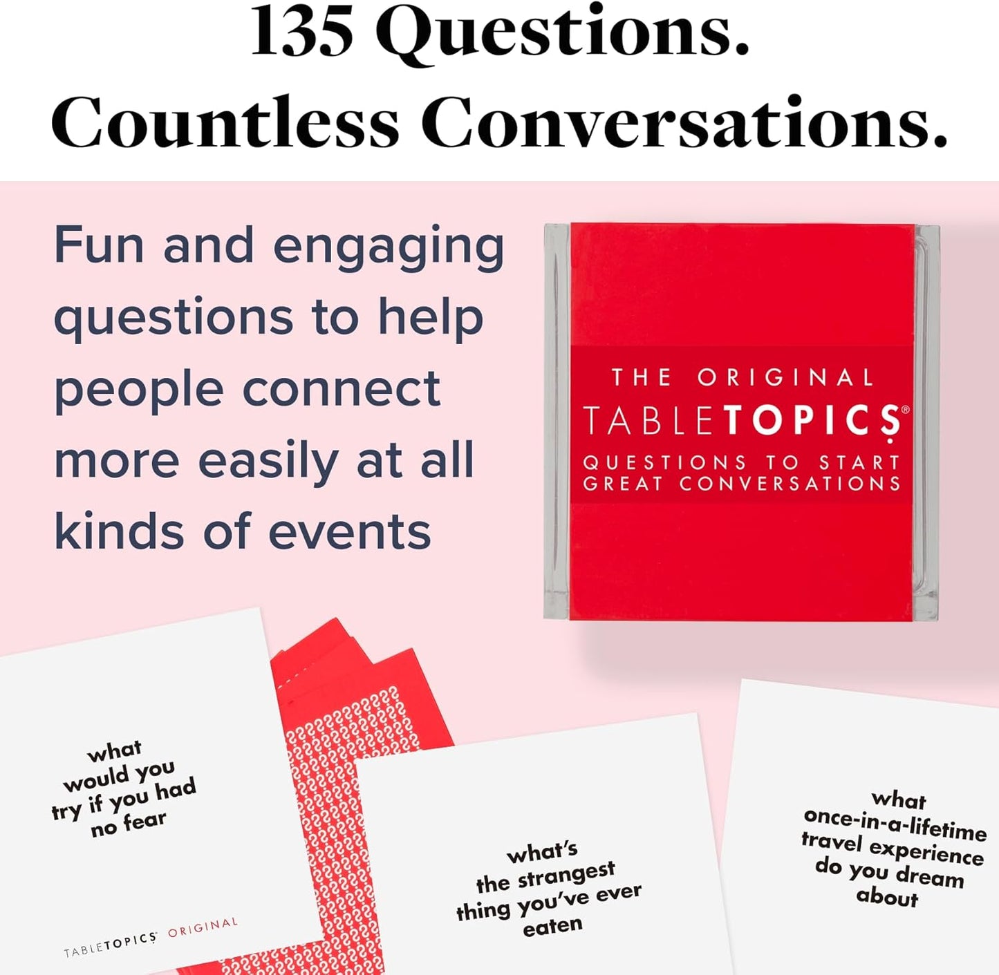 TableTopics Original Conversation Starter Cards for Adults to Break The Ice with 135 Questions for Parties, Gatherings, Small Groups, & Team-Building