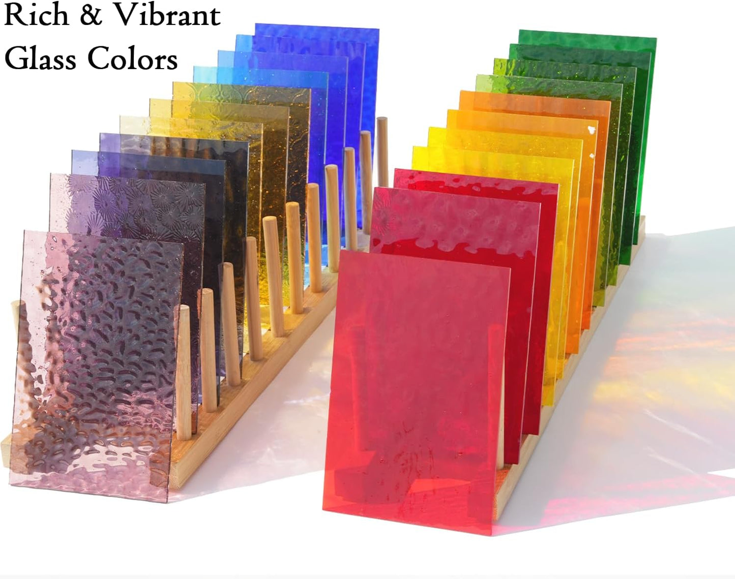 40 Transparent Stained Glass Sheets, 4”x6” Textured Bright Transparency Mosaic Glass Pack, Variety Cathedral Art Glass Pieces for DIY Mosaic Tiles Crafts, Home Decor, Suncatchers