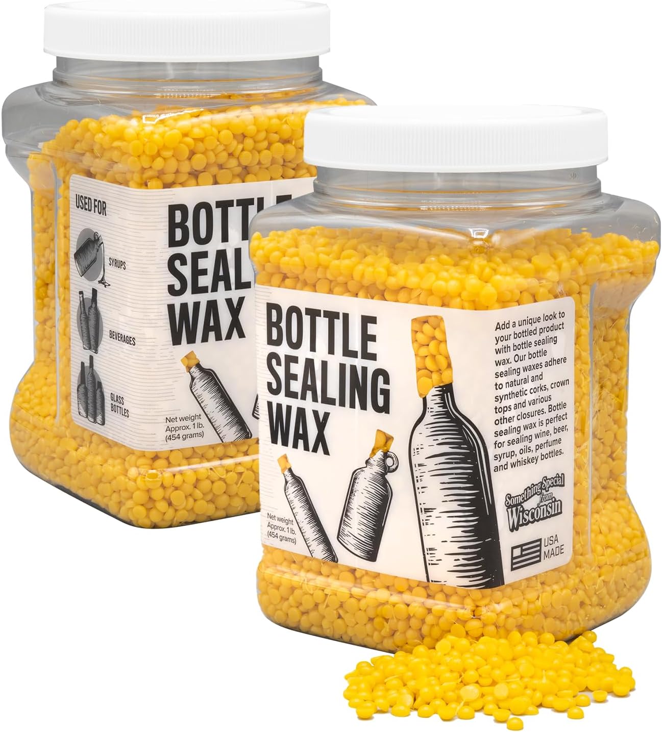 Blended Waxes, Inc. Bottle Sealing Wax, Pastille Wax Seal Beads For Wine, Beer, and Liquor Bottle Sealing, Seals Between 25-30 Bottles, 1 lb, Mustard