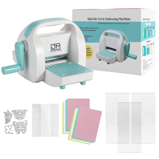 Mini Die Cutting & Embossing Machine by Joelver Maker, 3 Inch Opening, Scrapbooking Starter Kit (Blue)