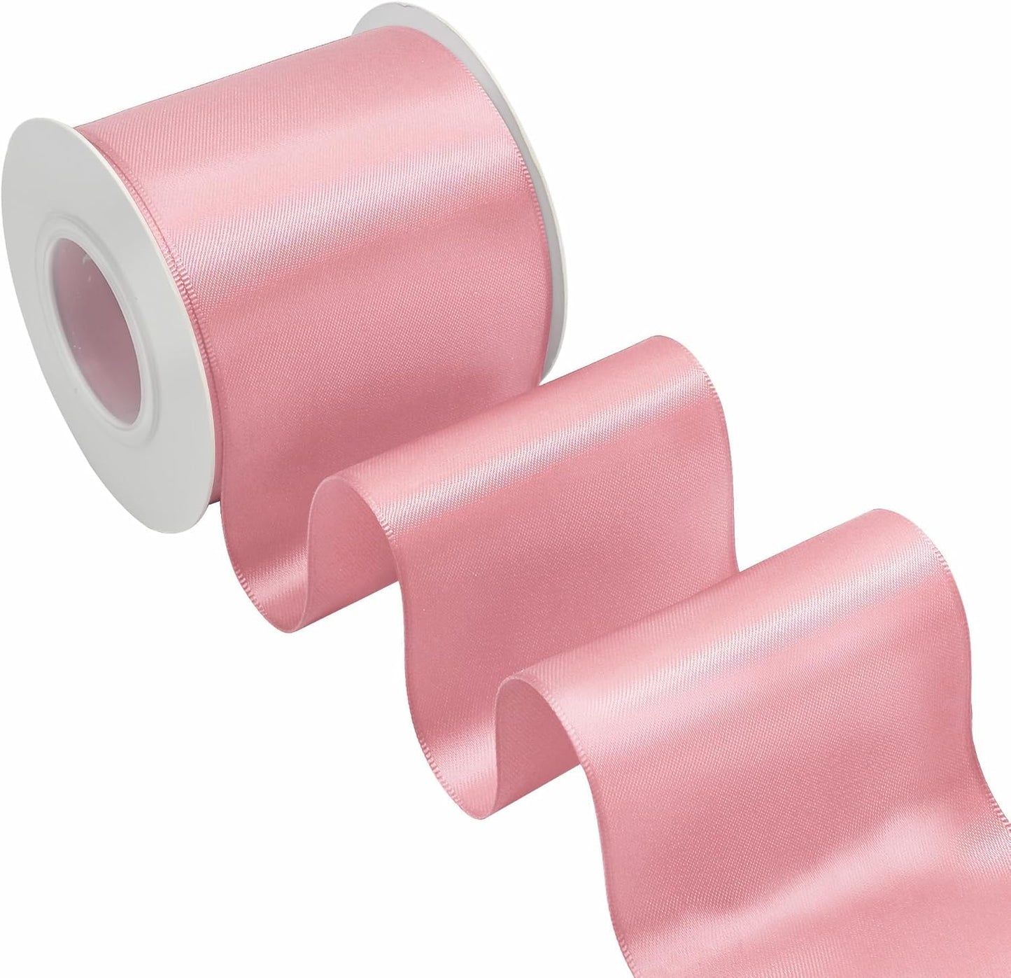 Pink Satin Ribbon 3 Inch X 15 Yards Solid Color Double Faced Ribbons Perfect for Crafts Wedding Decor Bow Making Arts Sewing and More
